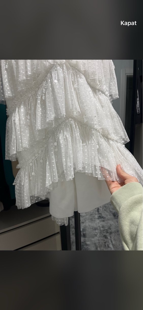 Beyaz after elbisesi - Görsel 3