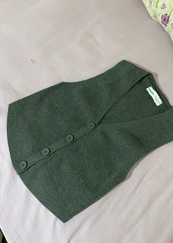 Gri V Yaka Örme Kadın Süveter - Görsel 2