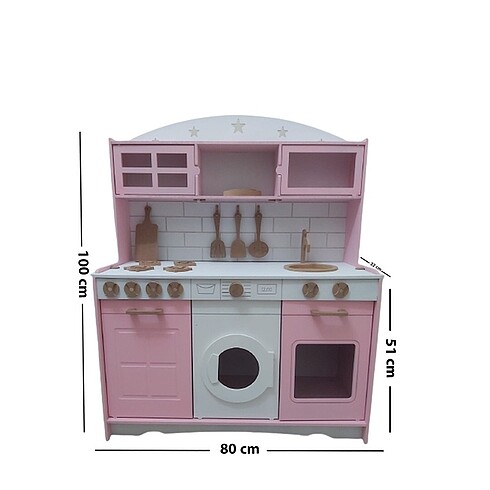 Pembe Boyali Montessori Çocuk Mutfak ?????????????