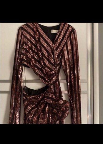 Desenli Uzun Drapeli Abiye Elbise - Görsel 3