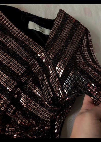 Desenli Uzun Drapeli Abiye Elbise - Görsel 2