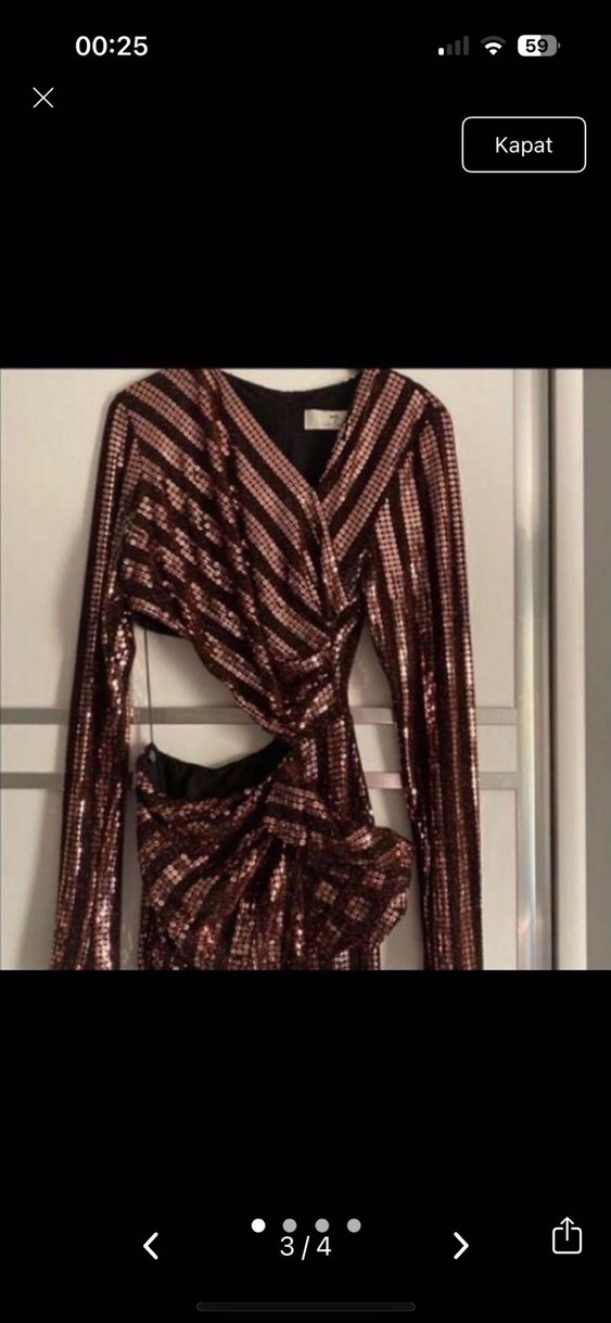 Desenli Uzun Drapeli Abiye Elbise - Görsel 3