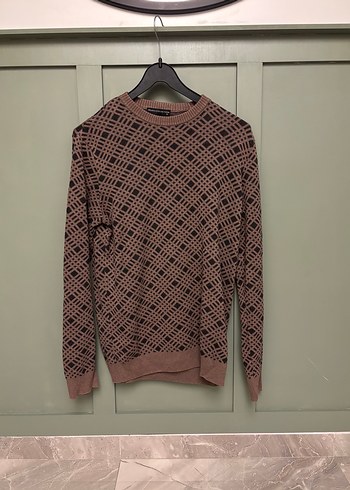 Erkek Kahverengi Örgü Bisiklet Yaka Kazak - Görsel 2