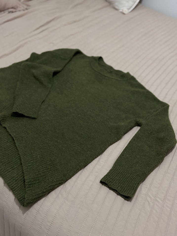 Yeşil Yün Kadın Triko Kazak - Görsel 3