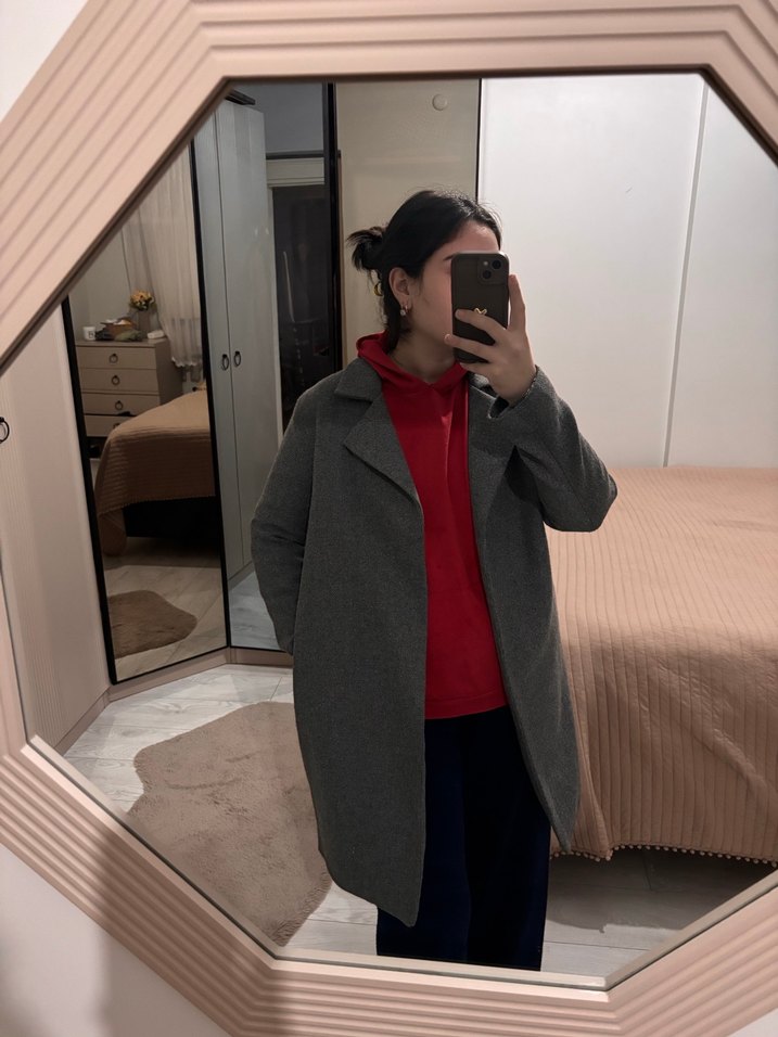 Gri Midi kaban - Görsel 5