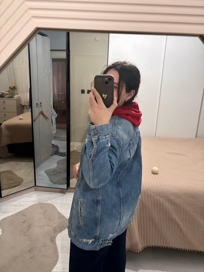 Kadın Denim kot Ceket - Görsel 5