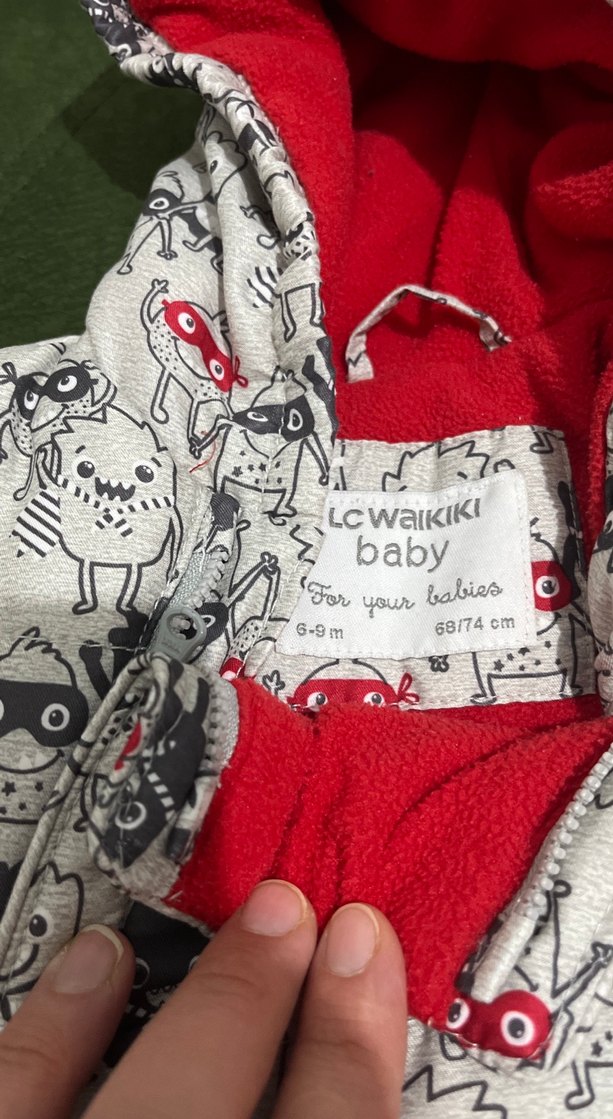 Gri Desenli Erkek Bebek Polar Tulum - Görsel 3