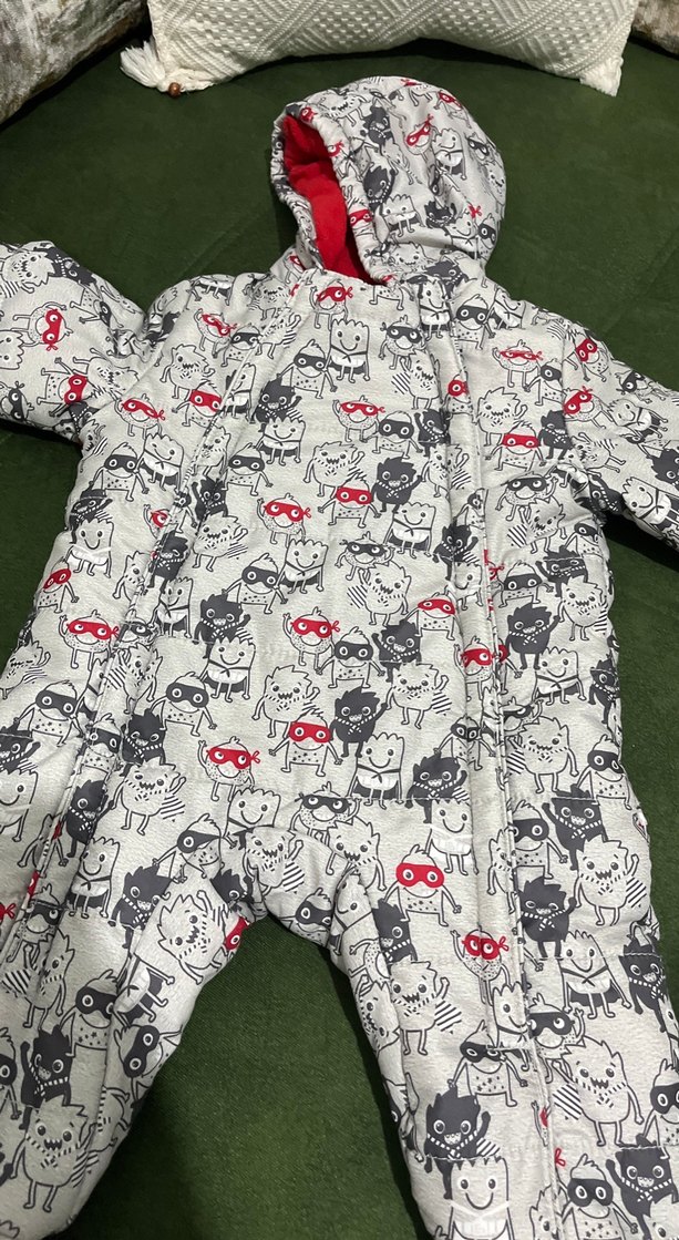 Gri Desenli Erkek Bebek Polar Tulum - Görsel 2