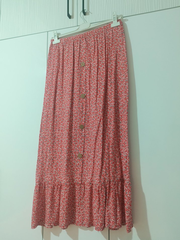 Renkli Çiçek Desenli etek - Görsel 4