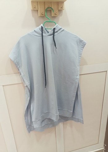 Gri Kapüşonlu Kolsuz Sweatshirt - Görsel 2