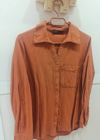 Düğmeli Uzun Kollu Bej Keten Gömlek - Görsel 6