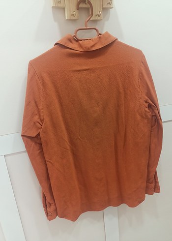 Düğmeli Uzun Kollu Bej Keten Gömlek - Görsel 7