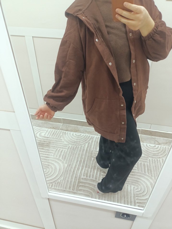 Düğmeli Kahverengi  Kadın Ceket - Görsel 2