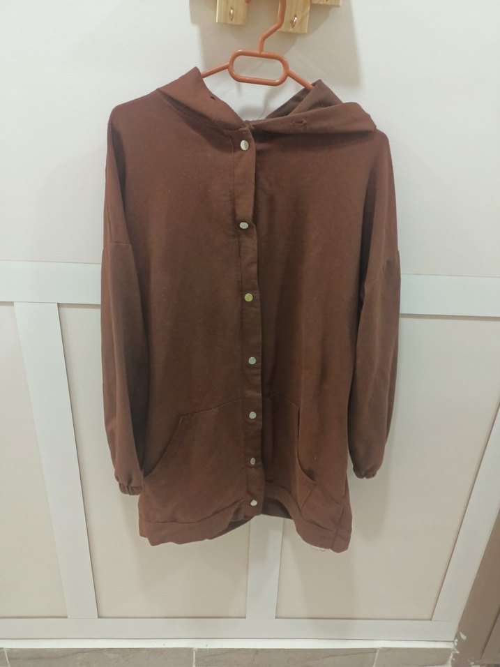 Düğmeli Kahverengi  Kadın Ceket - Görsel 3