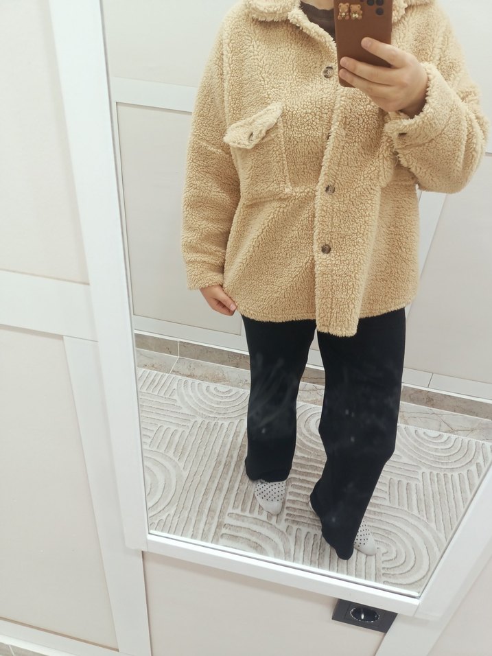 Bej Düğmeli Kadın  Polar Ceket - Görsel 2