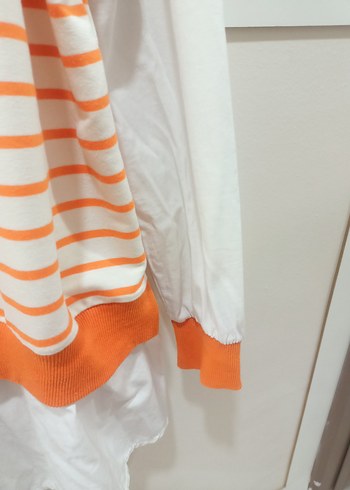 Turuncu Çizgili Kadın Uzun Kollu Gömlek - Görsel 5