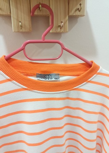 Turuncu Çizgili Kadın Uzun Kollu Gömlek - Görsel 4