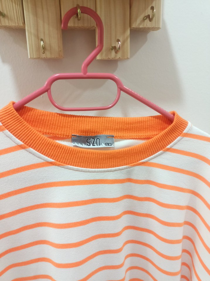 Turuncu Çizgili Kadın Uzun Kollu Gömlek - Görsel 4