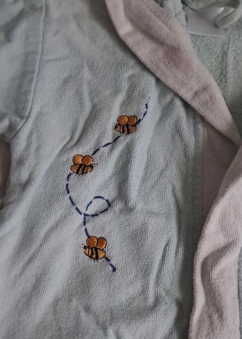 Kapüşonlu Erkek Çocuk Bornoz - Mavi Gri - Görsel 2