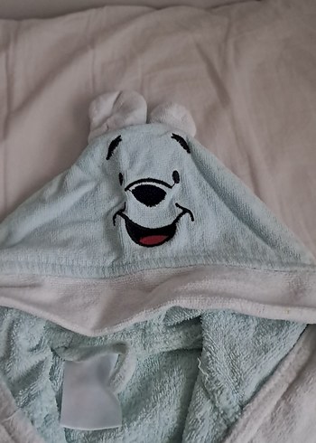 Kapüşonlu Erkek Çocuk Bornoz - Mavi Gri - Görsel 4