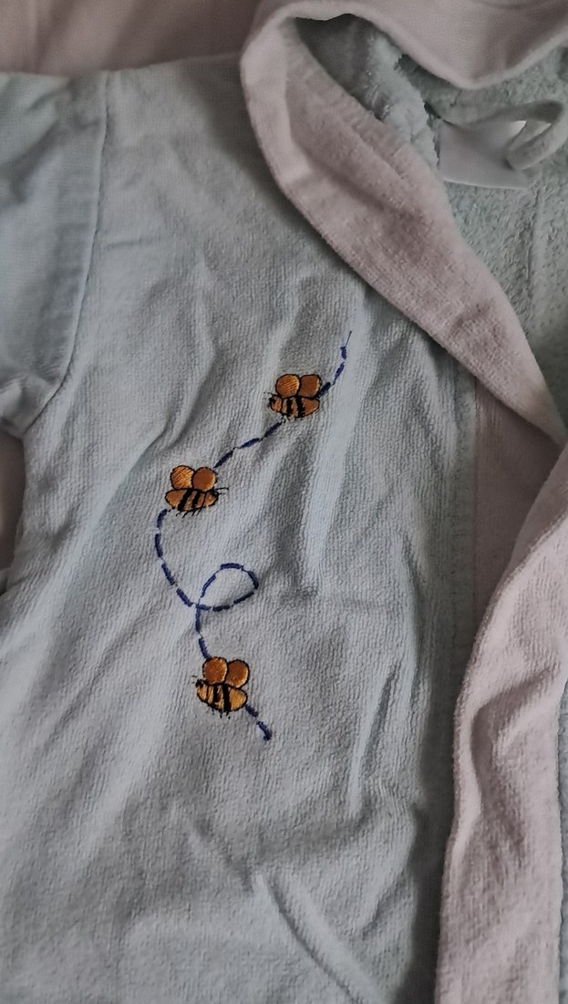 Kapüşonlu Erkek Çocuk Bornoz - Mavi Gri - Görsel 2