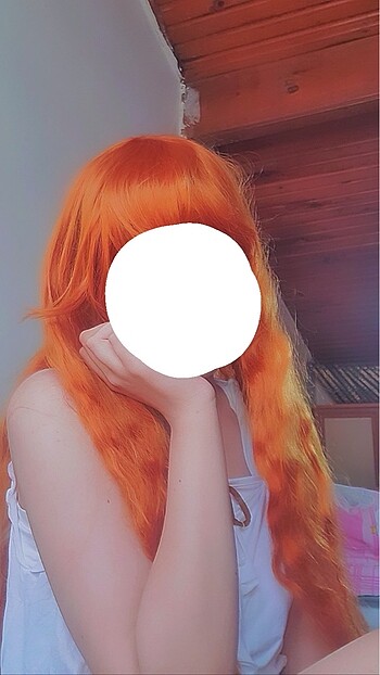 Beden turuncu Renk Turuncu Uzun Cosplay Perugu