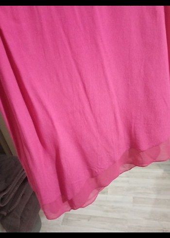 m Beden pembe Renk Pembe Kolsuz Tüllü Kadın Bluz