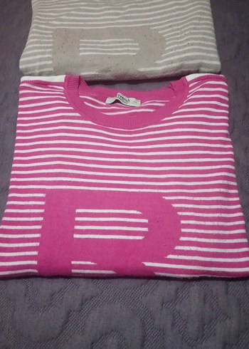 Çizgili, Uzun Kollu, Salaş Kadın Kazak - Görsel 3