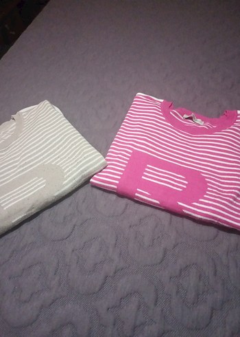 Çizgili, Uzun Kollu, Salaş Kadın Kazak - Görsel 4