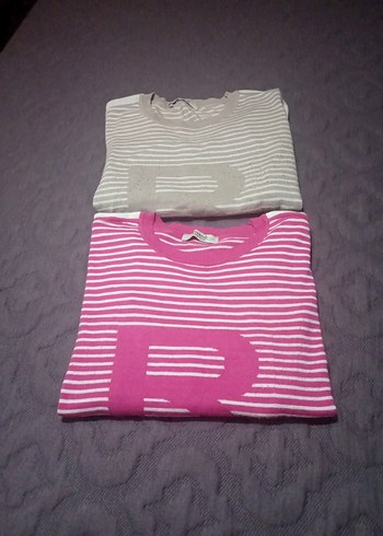 Çizgili, Uzun Kollu, Salaş Kadın Kazak - Görsel 2