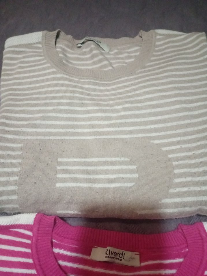 Çizgili, Uzun Kollu, Salaş Kadın Kazak - Görsel 5