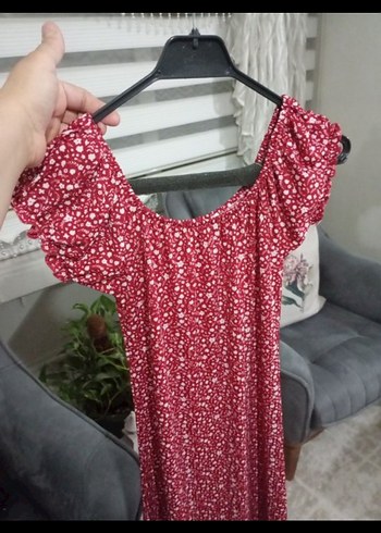 Bordo V Yaka Midi Bohem Elbise