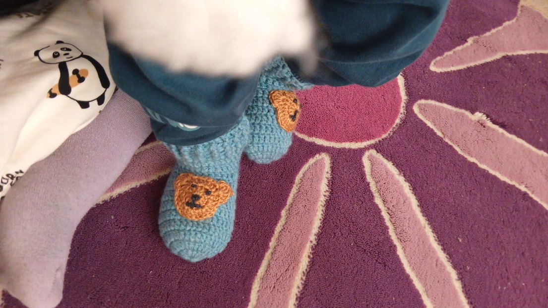 Mavi Örgü Erkek Bebek Patik - Görsel 3