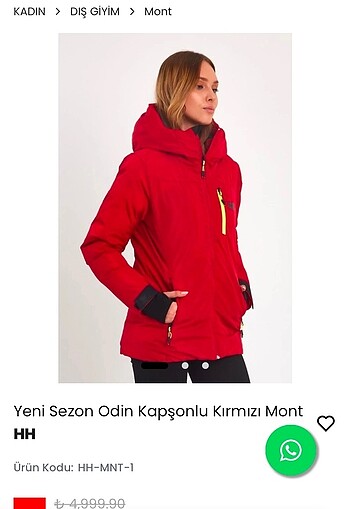 Helly Hansen kapşonlu kırmızı mont