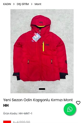 Helly Hansen Helly Hansen kapşonlu kırmızı mont