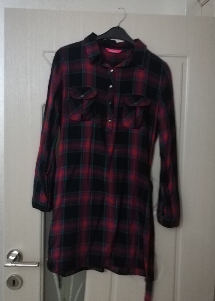 #kadın # ekose#gömlek tunik - Görsel 2