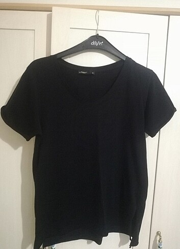 v yaka basic siyah tshirt