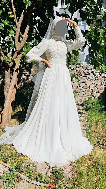 Tesettür gelinlik. Tesettür nikah elbisesi. Tesettür abiye - Görsel 2