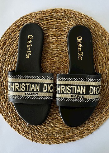 Christian Dior Nakışlı Siyah Kadın Terlik