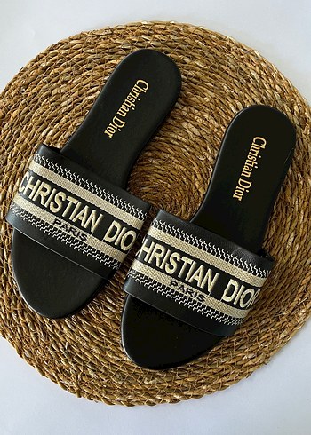 Diğer Christian Dior Nakışlı Siyah Kadın Terlik