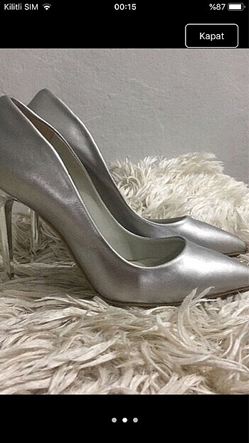 Stiletto 10 cm gümüş topuklu ayakkabı