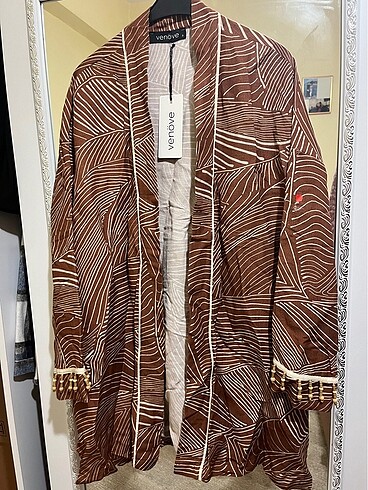 40 Beden kahverengi Renk Venöve Taba rengi kimono
