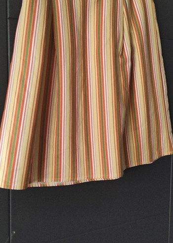 Çizgili Pilili Midi Hamile Etek - Görsel 2