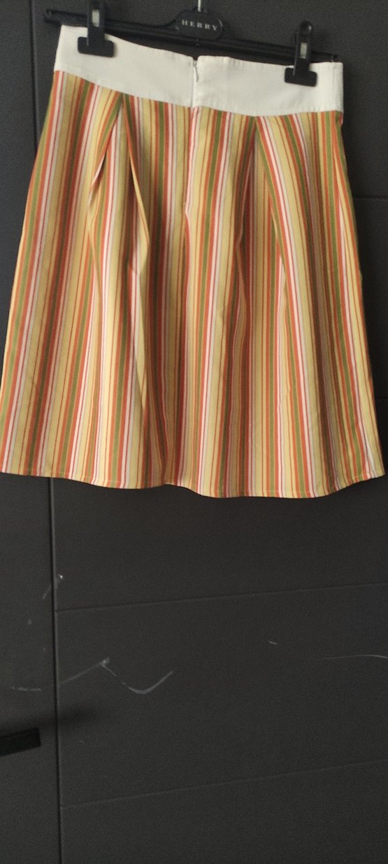 Çizgili Pilili Midi Hamile Etek - Görsel 3