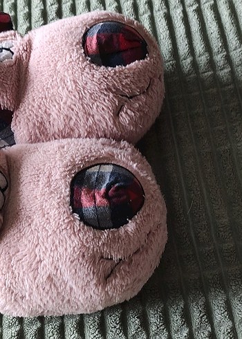 Kızlar için düğmeli pembe sıcak terlik - Görsel 2