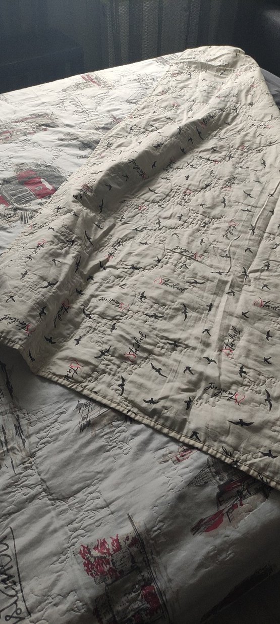 Beyaz ve Gri Desenli Yatak Örtüsü - Görsel 4