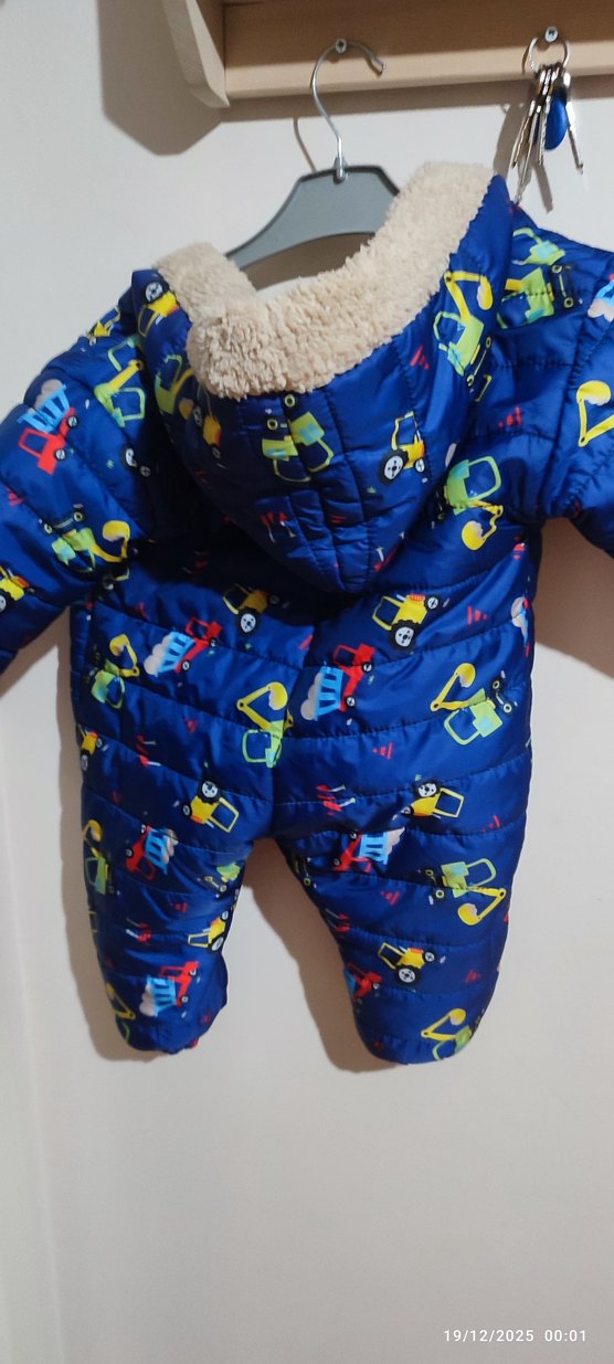 Renkli Desenli Mavi Bebek Tulumu - Görsel 4