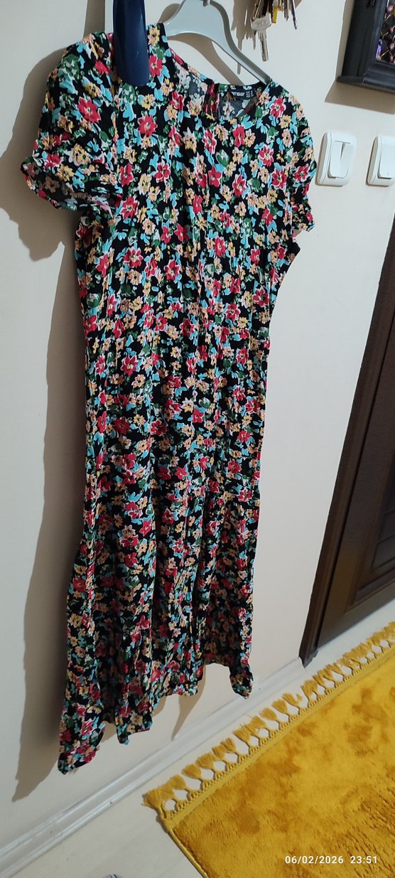 Çiçek Desenli Uzun Bohem Elbise - Görsel 5