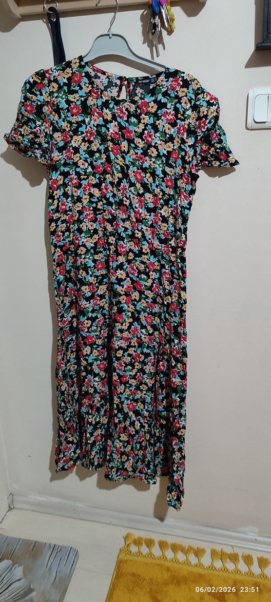 Çiçek Desenli Uzun Bohem Elbise - Görsel 3