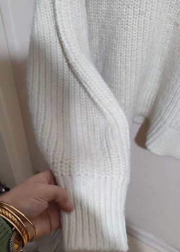 Beyaz Yüksek Yakalı Örgü Kadın Kazak 38 ve 40 de olur - Görsel 7